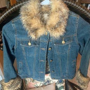 Girl’s Denim Jacket 1989 Place with faux fur collar/cuffs